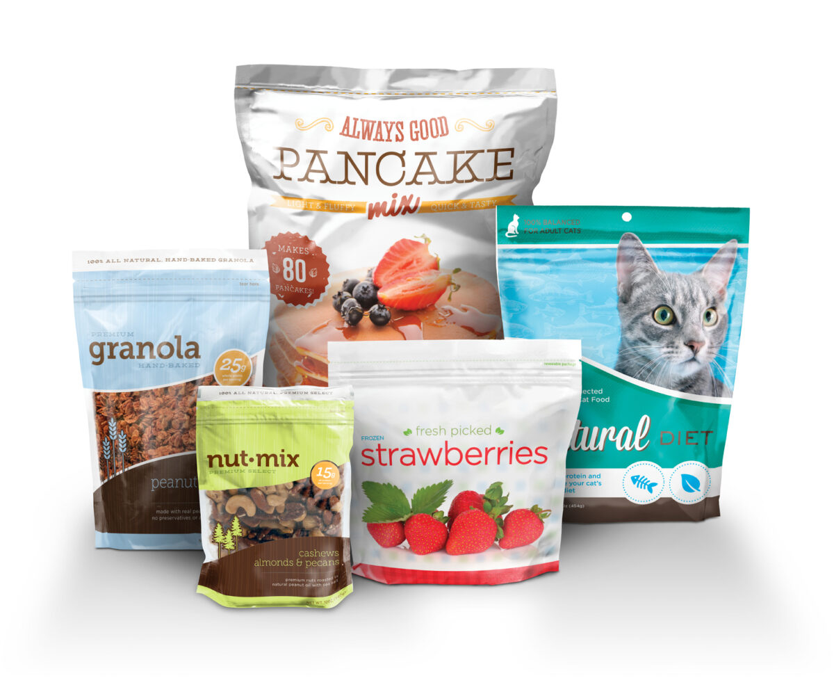 Standup pouches are among the multilayer structures that can be developed with the Bonfire Platform.