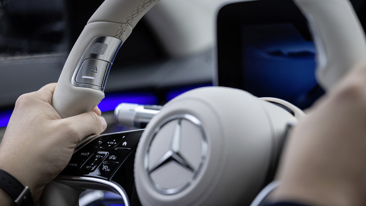 Mercedes-Benz Drive Pilot has an activation button on the S-Class steering wheel that allows drivers to engage it in heavy traffic.