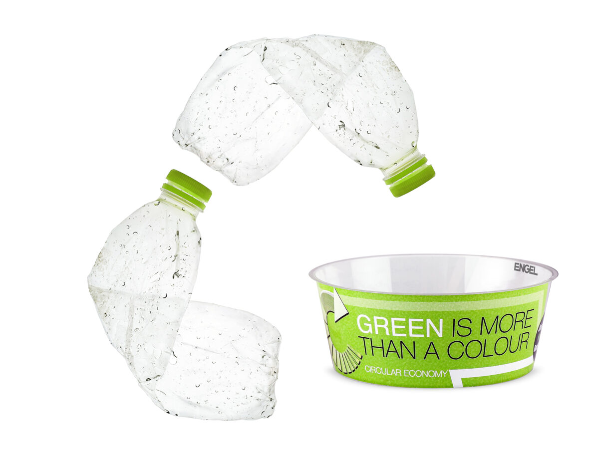 Engel molding technology rapidly converts recycled PET into thinwall food containers.