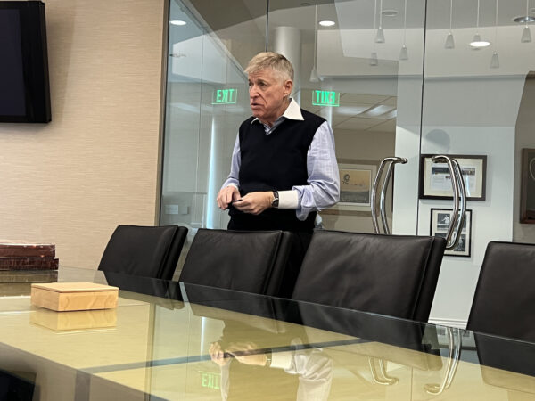 Jeff Green, seen here speaking in a conference room at US Merchants headquarters in Beverly Hills, built a molding giant from modest beginnings. 