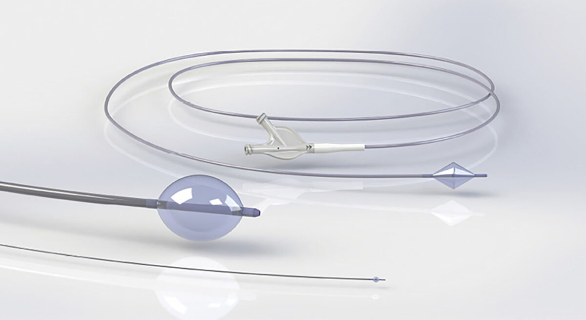 Angioplasty catheter includes a plastic balloon that’s vital to opening an artery and implanting a stent.