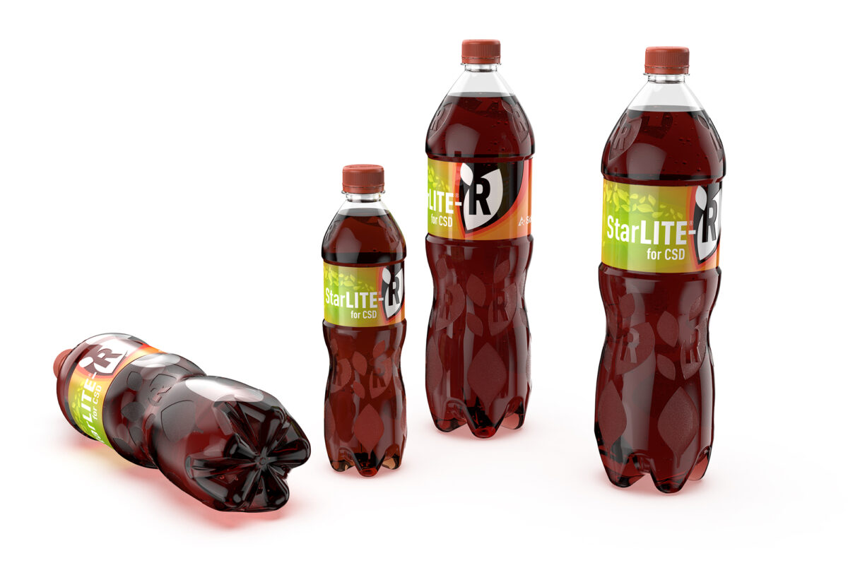 Sidel says its new StarLITE R base design enables easier production of 100 percent recycled PET bottles for carbonated soft drinks.