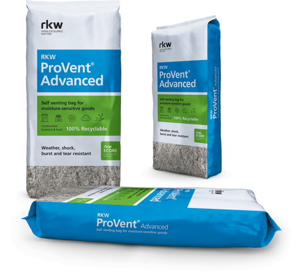 RKW is using recyclate in its ProVent plastic bags, widely used in the construction and chemical industry for packaging powdery goods.