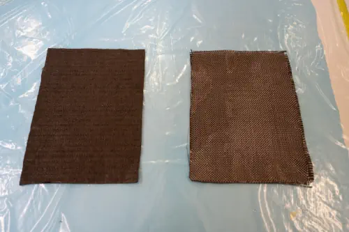 Carbon fiber recycled using the old method (left) compared with Dr. He's new method (right). The recycled carbon fiber on the right is said to be stronger with the potential to be turned into more advanced products. Courtesy of UNSW Canberra