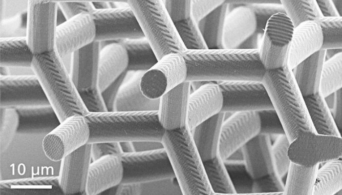 A 3D printed microstructure: two-photon polymerization can be used to produce complex structures at the micro- and nanometer scale.