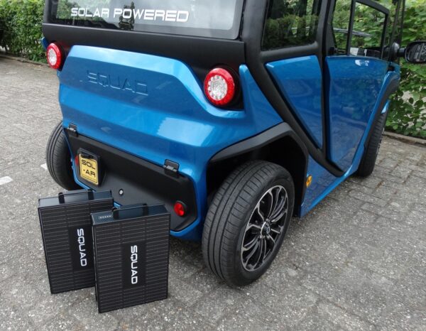 The vehicle also has portable, swappable batteries as a backup power source, if needed, on top of solar and a traditional charge plug. 