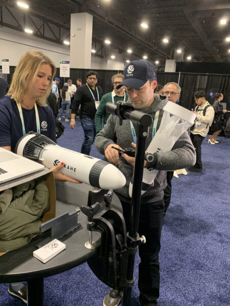 Co-founder Nicolas Quendez demonstrates the versatile motor at his firm’s CES trade show exhibit in Las Vegas. 