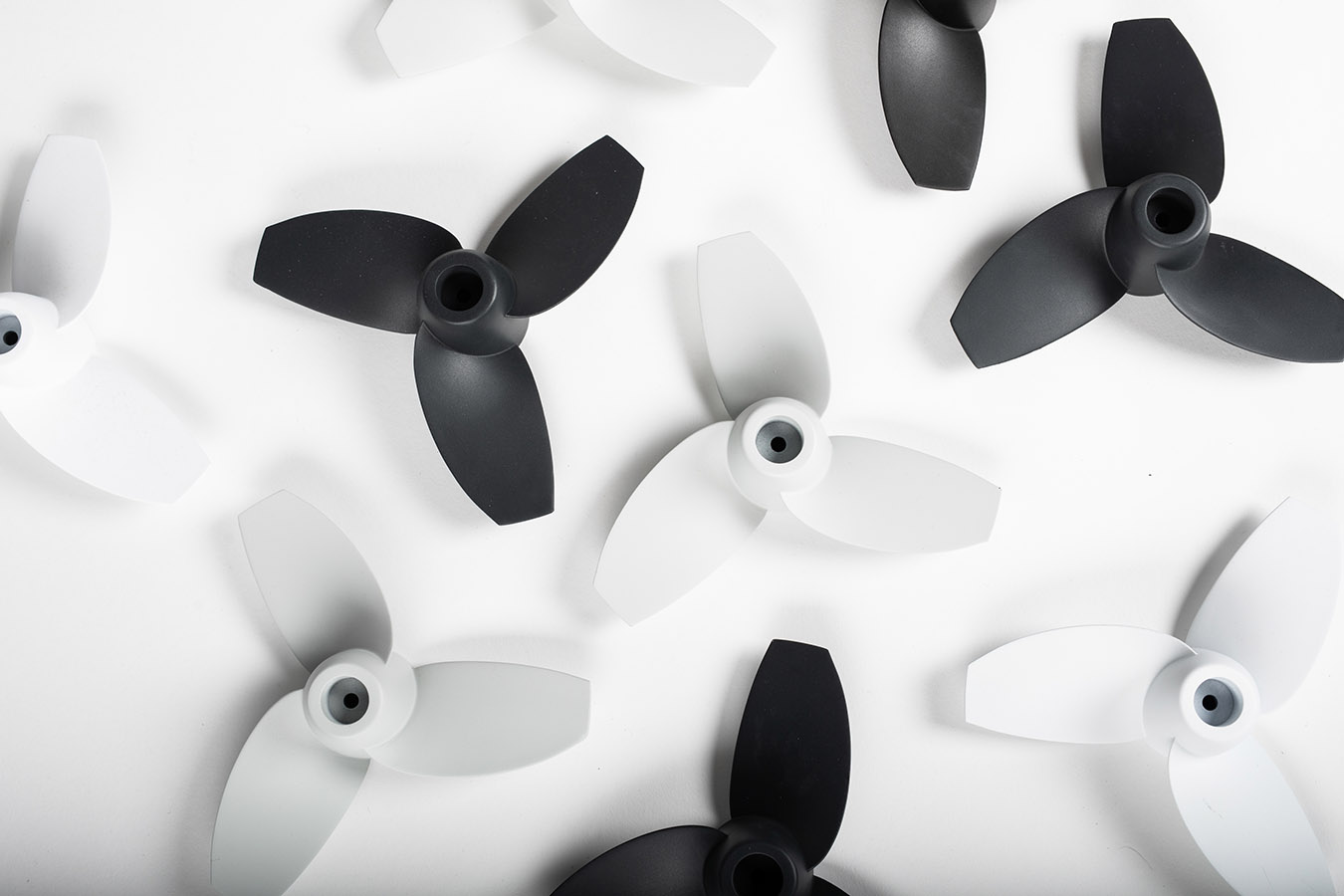The Asian manufacturer molds the propellers from 30 percent glass-filled nylon. 