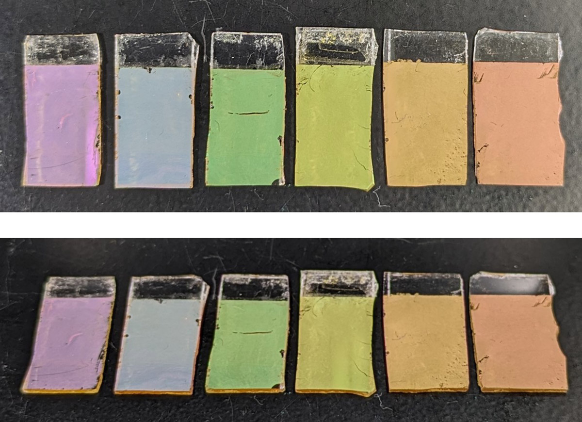 A single layer of silicon nanospheres produces bright structural colors that are independent of the viewing angle. The color can be controlled by the diameter of the spheres, where smaller particles are bluer and larger ones redder.