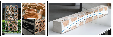Prototypes of the first (left) and second (right) case of study of the project. More info can be found in Mineral composites: stay-in-place formwork for concrete using foam 3D printing.