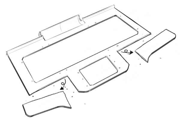 Breakaway features such as these allow recyclers to recover the majority of the laptop’s polycarbonate resin. 