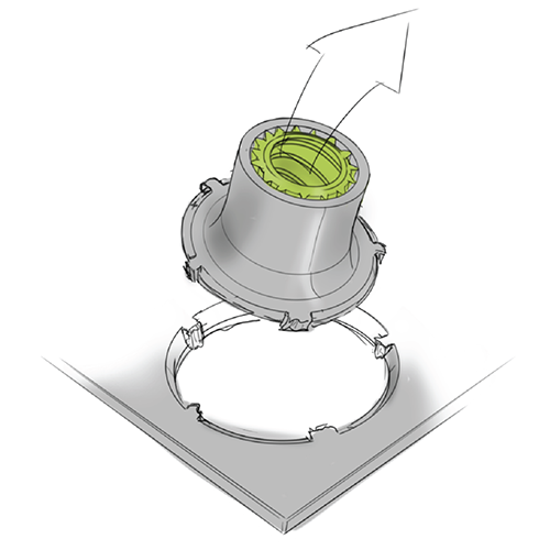 Designing threaded inserts with this “breakaway” feature allows for homogenous disassembly.