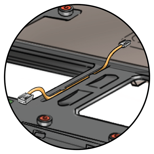 Using a molded-in wire harness such as this eliminates the need to use tape to hold it in place. 