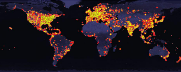 Graphic Simulation of the 250,000 nano HUB users worldwide. Courtesy of 2014 MGI Strategic Plan.