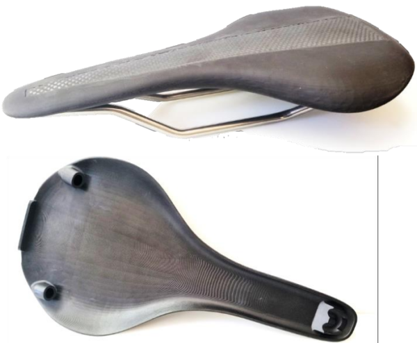 Epoxy-carbon fiber hybrid structure with a complex geometry bike saddle. Courtesy of Polymer Engineering Center, University of Wisconsin, and the University of North Carolina.