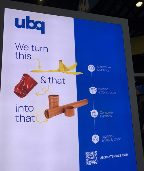 JPG This display panel succinctly sums up UBQ’s mission. 