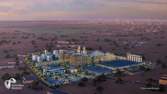 The planned large-scale PLA production facility by Emirates Biotech in the United Arab Emirates. Courtesy of Emirates Biotech.