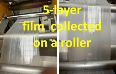 The film did not exhibit delamination once collected onto a roll. Courtesy of Separable Multilayer Biopolyester Films for Deconstructable Barrier Packaging, presented at SPE’sANTEC® 2025.
