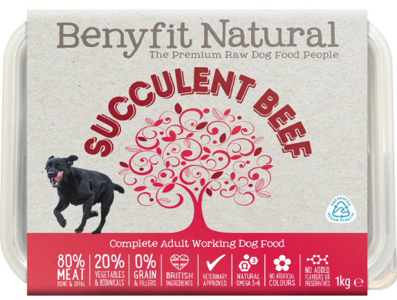 Benyfit Natural Dog food tub made from plastic collected from coastal towns. Courtesy of Benyfit Natural.