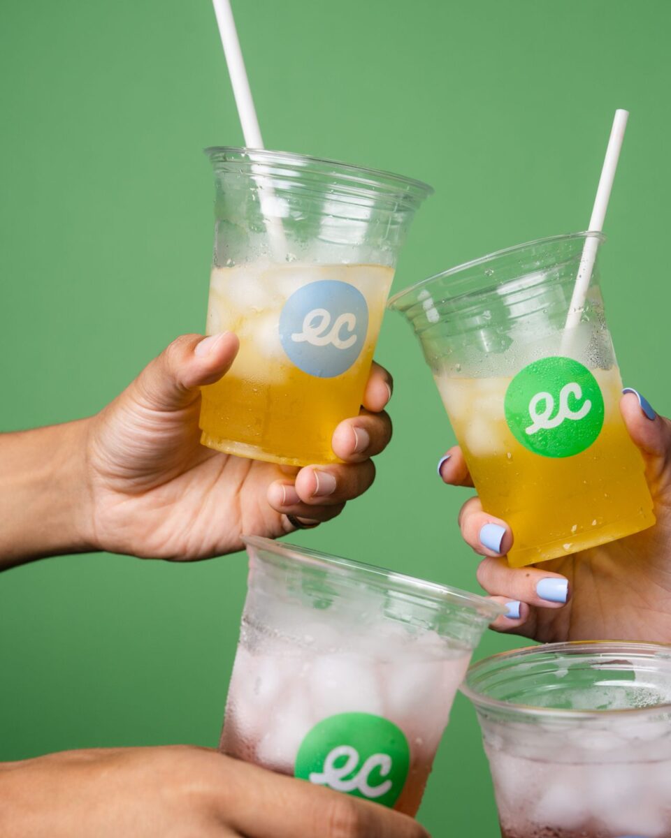 These biodegradable cups are bringing awareness to sustainable materials and “making sustainability cool.” Photo courtesy of Earth Brands.