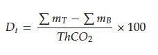 Here, m represents the amount of CO2, in mg, evolved from the test material. ThCO2 is the calculated theoretical amount of CO2 evolved from the test material.
