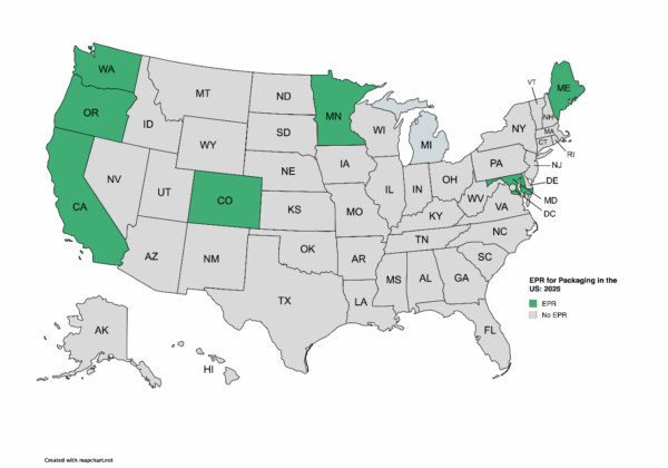 The US EPR Landscape in 2025. Courtesy of Packaging School