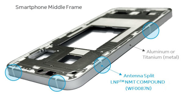 SABIC is introducing a new, flame-retardant LNP™ THERMOTUF™ compound used in nano molded components of consumer electronics. Courtesy of SABIC.