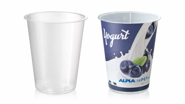 ALPLA and partners develop thin-walled rPET dairy cups, meeting PPWR standards and entering production in Q4 2025. Courtesy of ALPLA.