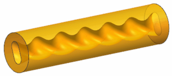 When making the stator, manufacturers must clamp a core-pulling mechanism within the cavity and extract it during demolding. Courtesy of Design and Optimization of the Injection Mold for Rubber Stators in Oil Production Single-Screw Pumps.