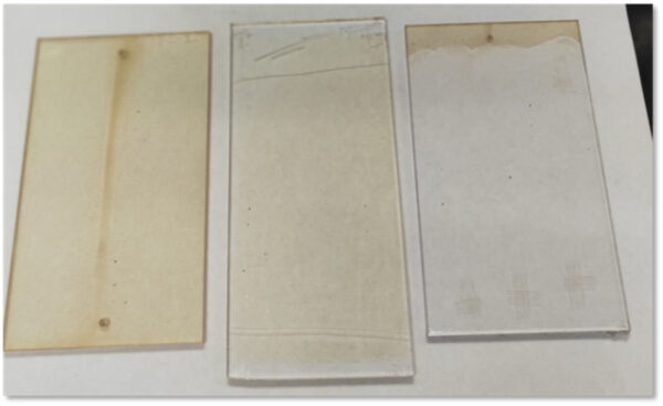After 150 days of accelerated weathering tests, the uncoated PC (left) showed significant yellowing. Courtesy of A novel ultra-abrasion resistant coating for enhanced durability in automotive polycarbonate glazing.