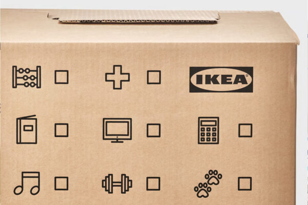 Pictographic vocabulary constructs meaning beyond logistics, where everyday objects become symbolic shorthand for domestic possibility. Courtesy of Ikea.