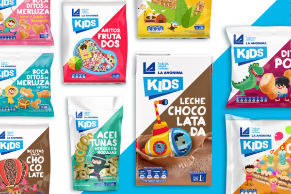 The La Anónima KIDS package design delivers humor to attract its main target while delighting parents who make the purchase decision. Each illustrated scene gives a new meaning to the product in a playful and colorful way. Design by Tridimage.