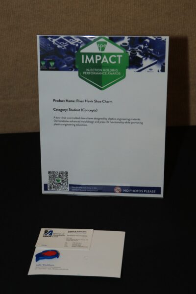 The River Hawk Shoe Charm, an undergraduate concept showcasing creative application in injection molding.