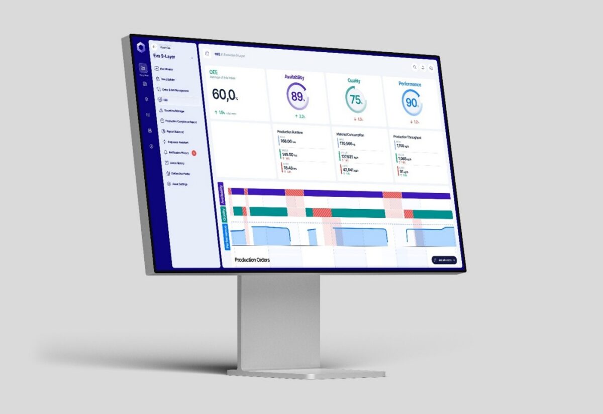 The NEXT data platform from Reifenhäuser tracks information data to visualize and improve OEE. Photo courtesy of Reifenhäuser