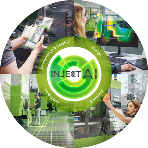 The Umbrella of AI Services from Engel covers production, service, part design, and part sampling. Image courtesy of ENGEL. 