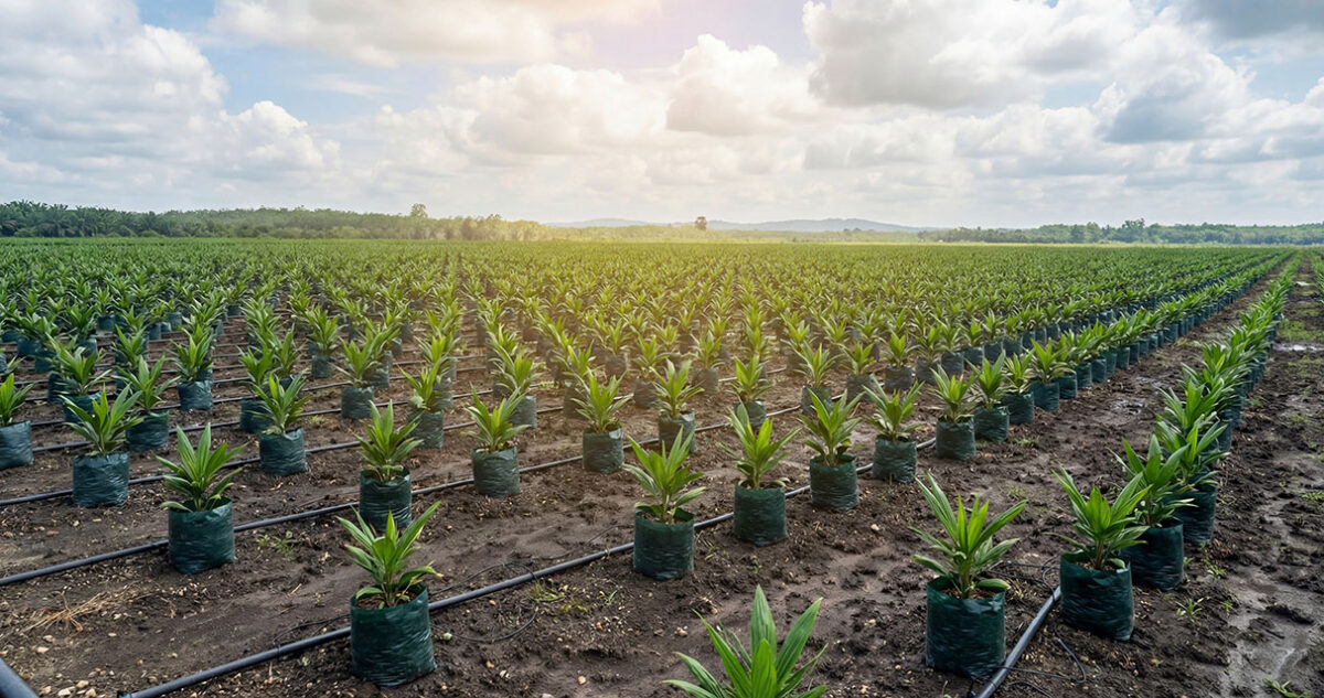 Real-world nursery trial demonstrating the structural integrity and controlled degradation of cassava starch-soy protein bags during the critical seedling propagation stage.