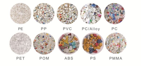 Shredded plastic fractions from electronic waste can vary in polymer type, color, additive package, and contamination level, which makes feedstock control essential before reuse in electronics housings. Courtesy of AMD.