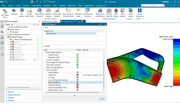 Engineers learned to predict filling patterns, pressure requirements, cooling performance, fiber orientation, shrinkage, and warpage long before making tooling investments. Courtesy of Moldex.